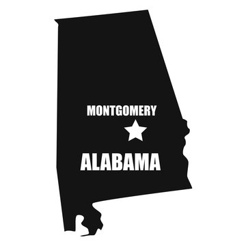 Alabama map in black on a white background