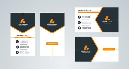 Business card template. Portrait and landscape layout. Front and back side. Vector illustration