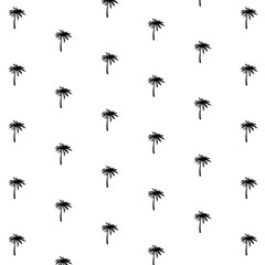 Vector seamless monochrome minimalist palm tree pattern. Black small palm trees on white background.