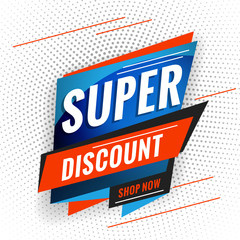 Super discount. Promotional concept template for banner, website, poster. Special offer tag. Vector illustration
