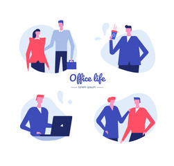 Office life - flat design style vector characters set