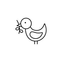 Dove bird olive icon. Element of peace day thin line icon