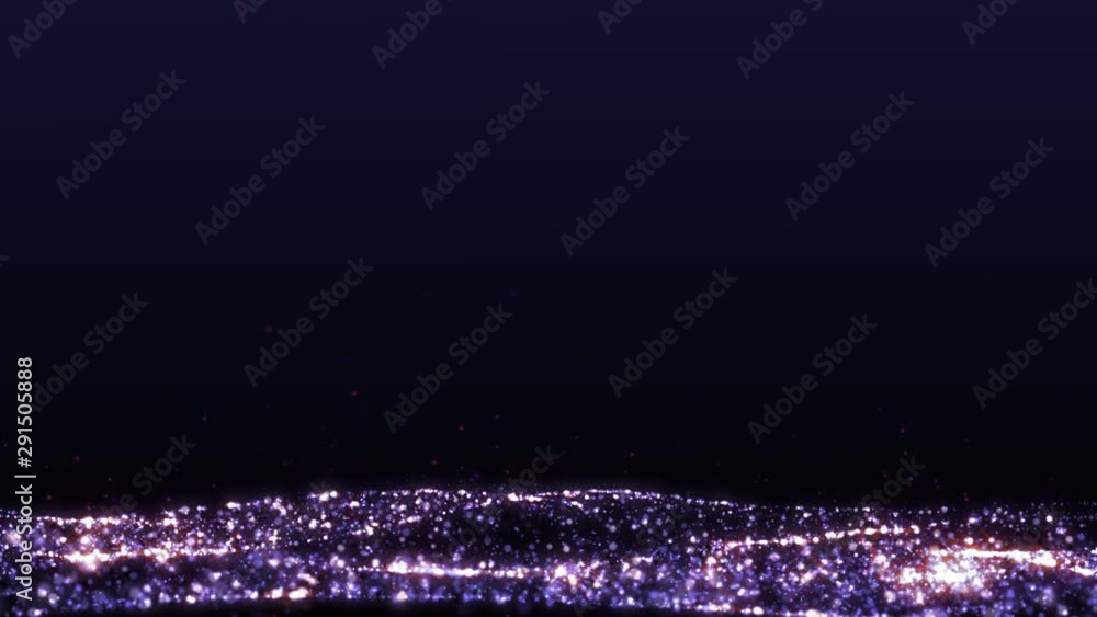 Poster Sci fi Digital Wave Dot Particle Motion Background. Beautiful Landscape Floating Defocus Animation Graphic Design.	