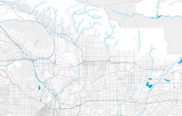 Rich detailed vector map of Pasadena, California, USA