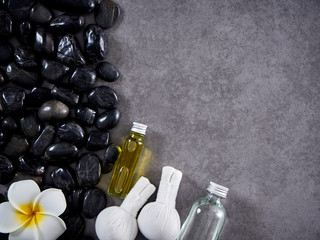 Herbal compress ball place on gray marble background