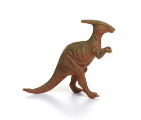 Plastic dinosaur toy isolated on white