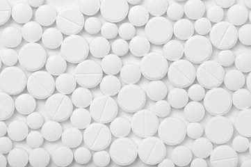 various pills macro on white background
