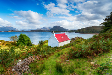 A picturesque cottage on the shores of Loch Shieldaig on the Applecross Peninsula in the far north...