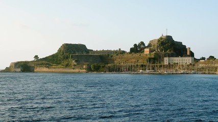 Exterior view of the old fortress the Paleo Frurio in Corfu. Greece. 4K