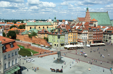 Naklejka na ściany i meble Warsaw Old Town With King Sigismund's Column
