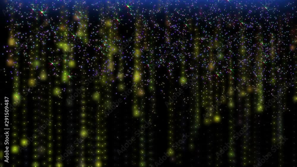 Poster Technology Small Square Particle Flickering And Fall Down Animation.