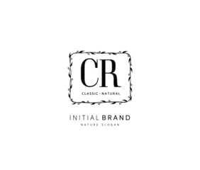 C R CR Beauty vector initial logo, handwriting logo of initial signature, wedding, fashion, jewerly, boutique, floral and botanical with creative template for any company or business.