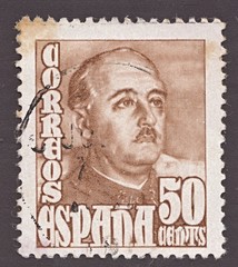 Stamp printed by Spain, shows general Francisco Franco