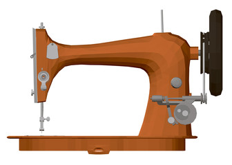 Polygonal sewing machine. Side view. 3D. Vector illustration.