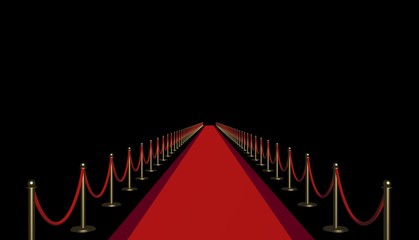 3D illustration. Red carpet isolated on black background. © Evgeniya