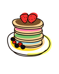 Pancake red berries blueberries vector