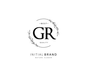 G R GR Beauty vector initial logo, handwriting logo of initial signature, wedding, fashion, jewerly, boutique, floral and botanical with creative template for any company or business.