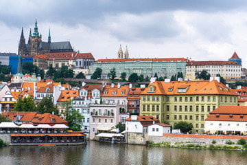 Fototapeta premium View of the Prague Castle and Charles Bridge, Prague. Czech Republic