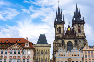 Obraz premium Prague Old Town Square and Church of Mother of God before Tyn in Prague, Czech Republic.