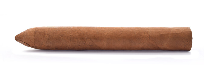 Tobacco sigar in torpedo sape single isolated on white