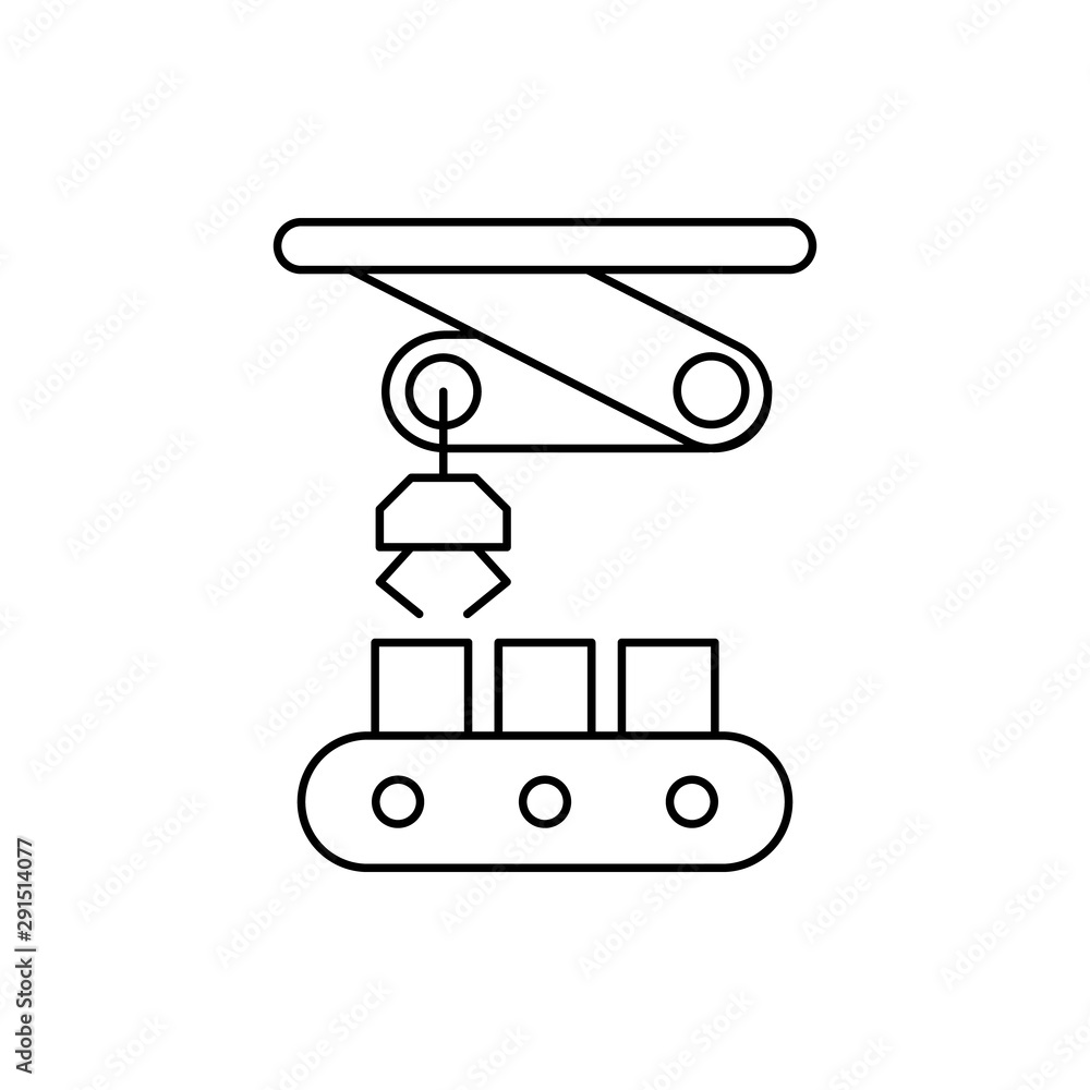 Poster robotic crane boxes technology icon. element of robotic icon