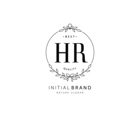 H R HR Beauty vector initial logo, handwriting logo of initial signature, wedding, fashion, jewerly, boutique, floral and botanical with creative template for any company or business.