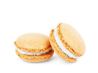 French macarons on a white background