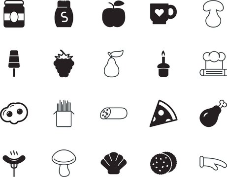food vector icon set such as: morning, round, transparent, wurst, vacancy, potholder, raspberry, fork, homemade, valentines, coffee, roasted, circle, dog, spice, utensil, trip, animal, shell, biscuit