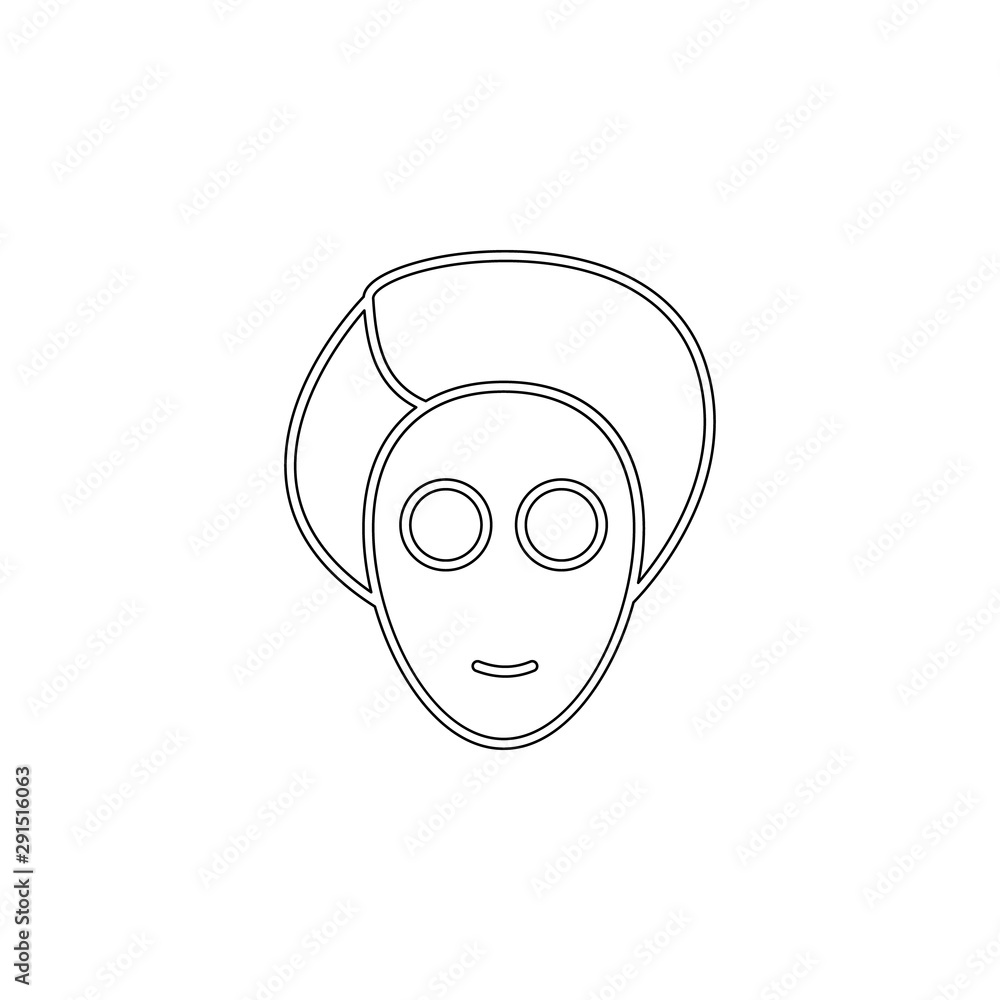 Poster cosmetic face mask outline icon. Element of spa for mobile concept and web apps icon. Outline, thin line icon for website design and development, app development