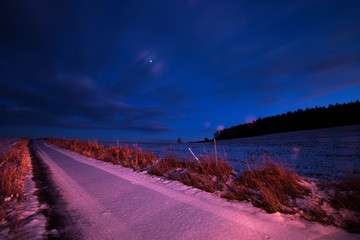 winter road in night