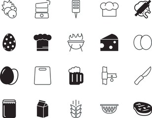 food vector icon set such as: smoke, pin, chicken, business, household, new, sandwich, grilled, ear, rolling, dish, jar, vegetables, blackberry, mug, light, accessory, beer, pepper, dough, picnic