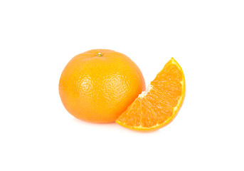 whole and cut ripe Australia honey murcott mandarin orange on white background