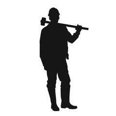 Worker Using Sledgehammer Silhouette