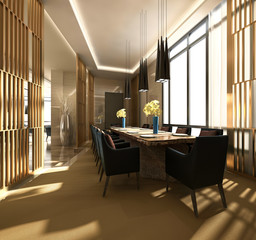 3d render of home living and dining room
