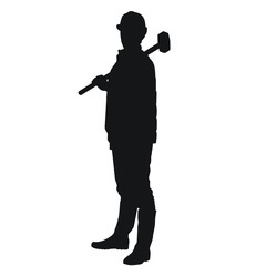 Worker Using Sledgehammer Silhouette