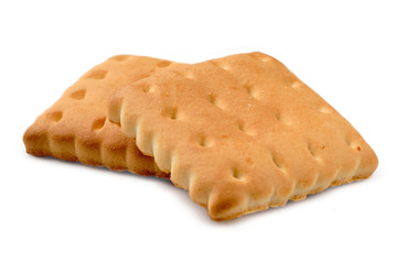 Tasty square cookies on white background