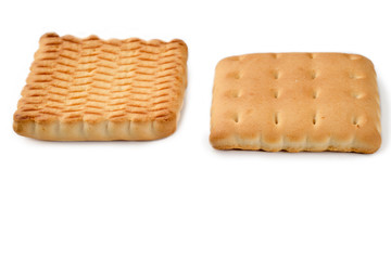 Tasty square cookies on white background