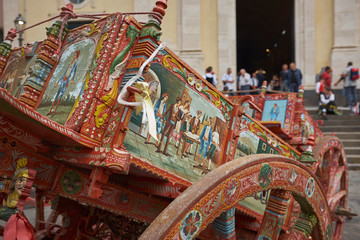 Fototapeta premium typical Sicilian cart in village festival