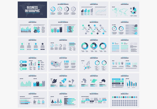Infographic Layout Set with Blue and Green Elements