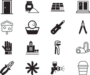 home vector icon set such as: sweet, timer, cooking, exterior, doorway, linear, pot, bag, divider, glove, car, line, airflow, ceramic, fan, wash, perfect, gloves, conditioning, doors, city, square