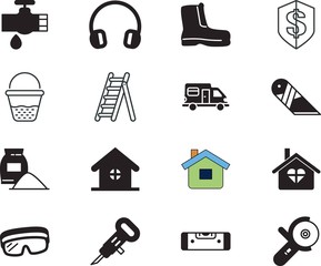 home vector icon set such as: grinder, box, package, device, mop, stanley, plastic, shiny, ski, low, pipe, headphones, utility, homepage, red, summer, progress, concept, fashion, leveling, glasses
