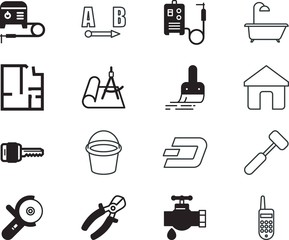home vector icon set such as: draft, service, bathtub, telephone, liquid, cook, label, journey, contact, security, thin, toilet, antique, property, perfect, supply, tech, local, wireless, tap, handle