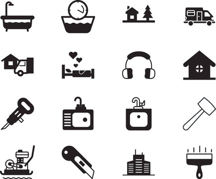 home vector icon set such as: object, love, food, compactor, feeling, urban, filling, headset, sharp, lovely, linear, bedding, lifestyle, board, vibrating, cabin, compaction, headphones, universal