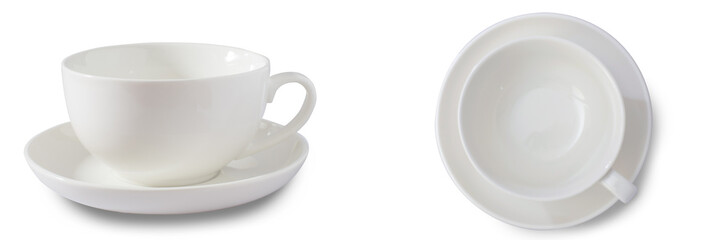 Cup of coffee or tea on white background