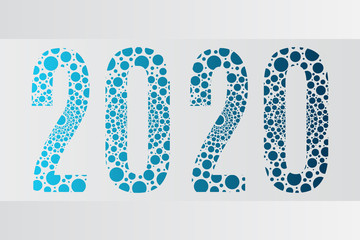 2020 bubble vector symbol. Happy New Year illustration for decoration, celebration, winter holiday, infographic, business, calendar, design. Blue gradient icon