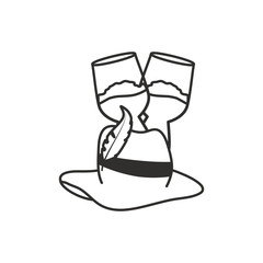 glasses of beers and tyrolean hat oktoberfest