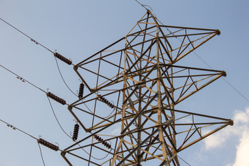 High voltage electricity poles used for power transmission