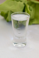 Vodka in shot glass.