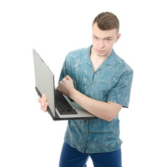 Student and vacation. Studying at a laptop.