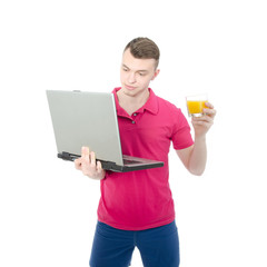 Student and vacation. Studying at a laptop.